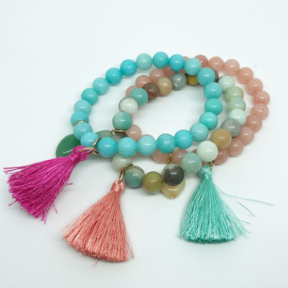 Beaded Charm Tassel Bracelets